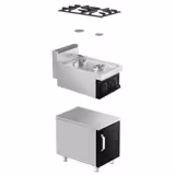 Gas Hob - 10kW - 2 burners - with base cabinet - 1 door