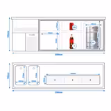 Bancada frigorífica PREMIUM PLUS - 2500x700mm - 1 porta de vidro & 4 gavetas