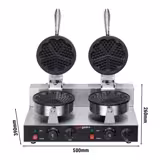 Banco preparazione refrigerato - 1210mm - 2 porte - per 9x GN 1/6 - incl. piastra per waffel - a forma di cuore