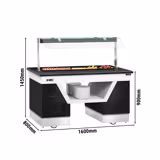 Refrigerated Buffet Display BELFAST - 1600mm - with Refrigerated Frost Top + Flat Glass Sneeze Guard - on Castors - Black