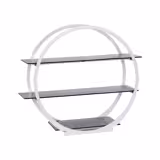 Buffetstandaard - RVS & plexiglas, wit - rond - 540x220mm - 3-laags - Hoogte: 540mm