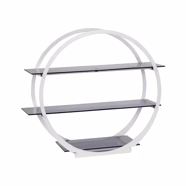 Buffetstandaard - RVS & plexiglas, wit - rond - 540x220mm - 3-laags - Hoogte: 540mm