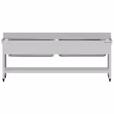 Diskbänk ECO – 2000x700 mm – med bottenplåt & 2 hoar