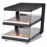 Vitrine chauffante - 600mm - 980 Watt - avec 2 étagères - noir