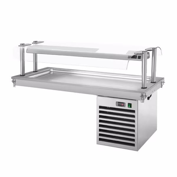 Ankastre soğuk yüzey - 1460mm - +2 ila +8°C - 4x GN 1/1 - 450W - cam siperlikli