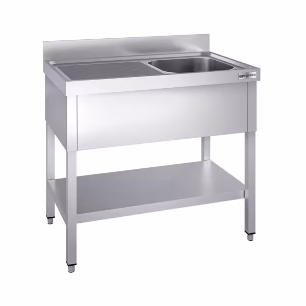 Stół zlewozmywakowy PREMIUM 1000x600 mm - z półką dolną i 1 zlewem po prawej stronie