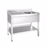 Plonge en inox PREMIUM - 1000x600mm - avec étagère basse - 1 bac à droite