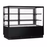 Süteményes vitrin [MAXI] - 580 l - 1500 mm - dupla üvegezés - egyenes frontüveg - 2 üvegpolccal - LED világítással - fekete