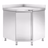 Narożna szafka robocza ze stali nierdzewnej PREMIUM z drzwiami na zawiasach i panelem tylnym 1150x800 mm	
