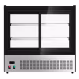 Kylvitrin - bänkmodell - 120 liter - 700 mm - dubbelglas - rakt glas - med 2 hyllor - svart - För SE