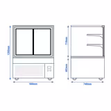Vitrine de pastelaria refrigerada - 343L - 900mm - Vidro duplo - com 2 prateleiras de vidro - portas traseiras deslizantes