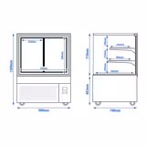Commercial cake display fridge - 343L - 900mm - Double glazing - with 2 glass shelves - rear sliding doors