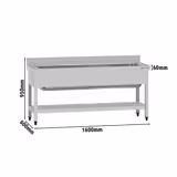 Stainless Steel Commercial Sink Unit ECO - 1600x600mm - with Undershelf & Single Bowl - with Upstand