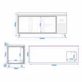 Rashladni pult Premium PLUS - 1960x700 mm - Sa 1 sudoperom, 2 vrata, 2 ladice & poleđinom
