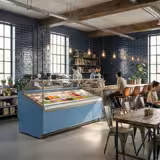 Ice Cream Serve Over Counter | IVY - 1606mm - Ventilated cooling - with LED lighting - for 16 x 5 litres Napoli pans - Blue