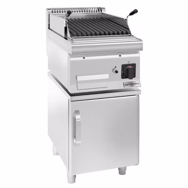 Grelhador de pedra de lava a gás (7 kW) grelha inclinável incl. quadro de base | grelha a gás | grelha de rocha de lava | pedras de lava | grelha de mesa | gastronomia