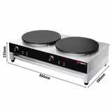 Commercial Refrigerated Prep Table PREMIUM – Glass Top – 2 Doors – 1210 mm – for 9× GN 1/6 - with Crêpes Plate included (6 kW)