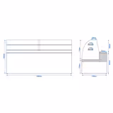 Banco pasticceria refrigerato - 2560x985mm - Statica - 430 L - Vetro curvo - con 4 porte battenti - con 2 ripiani