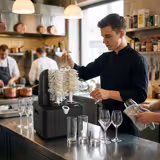 Машина для полірування келихів - 1,15 кВт - з гарячим обдувом і 5 обертовими роликами