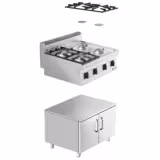 Gas Hob - 23kW - 4 burners - with base cabinet - 2 doors