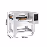 Electric Conveyor Pizza Oven - 1820x2450mm (71.7"x96.5") - Touchscreen Controls - Belt width: 1000mm (39.4") - up to 350°C - incl. Base frame & Wheels - with Reversible belt direction