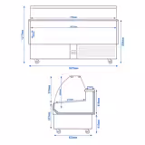 Fish Serve Over Counter - 1875mm - curved front glass - LED lighting - with wheels