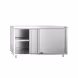 Armoire de travail en inox PREMIUM - 1600x600mm - avec porte coulissante sans rebord	