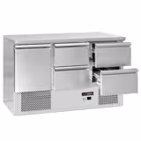 Koelwerkbank ECO - 1368x700mm - 368 liter - kleur zwart - met 1 deur - met 4 lades