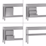 Mesa de trabalho em aço inoxidável ECO - 1200x700mm - com prateleira inferior & com travessas de reforço