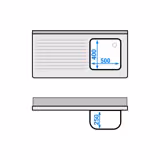 Plonge inox - 1200x600mm - 1 bac à droite - avec égouttoir à gauche - avec dosseret - sur meuble - avec vide‑déchets et poubelle
