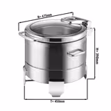 Chafing dish - Rond - avec couvercle en verre à fermeture douce (Soft-Close) - 8.9L