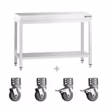 Table de travail en inox PREMIUM - 1000 x 800 mm - avec tablette inférieure et roulettes