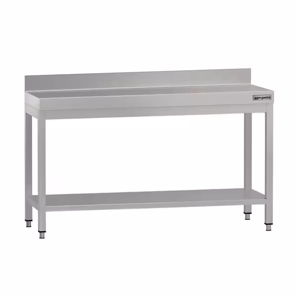 RVS werktafel ECO - 1500x600mm - met onderblad - met achteropstand - verstevigd werkblad