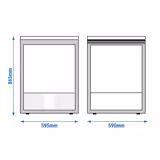 Onderbouw vrieskast RVS PREMIUM - 595mm - 110liter - tot -18°C - met 1 glazen deur - geforceerde koeling & rooster