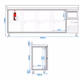 Bar- & dryckeskyl Premium – 2690x600 mm – med 8 lådor 1/2, kantlist & kaffeknackare
