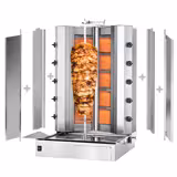 Gas Doner Kebab Grill (Shawarma/Gyros) - 10 Burner - up to 120kg - 32.5kW - Countertop - incl. 2 splash guards & 2 double doors