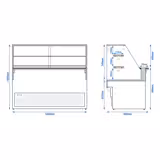 Koeltoonbank TORONTO - 1600mm - Dubbele beglazing - Houten voorkant - 2 planken - Zwart granieten werkblad