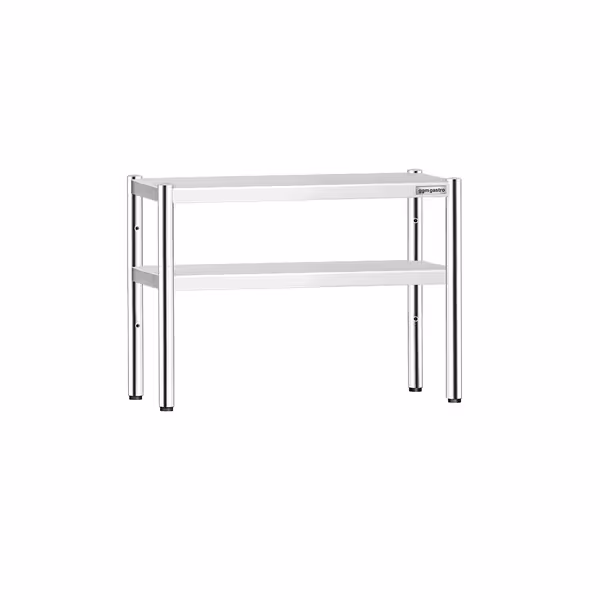 Pöytähylly - ruostumattomasta teräksestä - 2 tasoa - 1000x370 mm - korkeussäädettävä