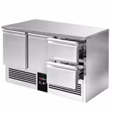 Masă frigorifică PREMIUM - 1370 x 700 mm - 2 uși - 2 sertare