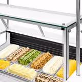 Carrettino dei Gelati - 2146mm - Refrigerazione statica - con Lavello - per 9x Vasca da gelato da 5 Litri - Sbrinamento automatico