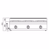 Cucina a gas professionale - LORENZO 600 - 3-pz - 1200x600x420mm - 31,0 kW - 3 fuochi - da banco - alta potenza