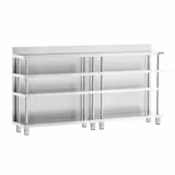 Mesa de trabajo para bar - acero Inox. - 2000x600mm - con 4 estantes
