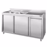 Spülschrank - 2000x700mm - mit Abfallbehälter & 2 Becken links