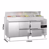 Commercial Saladette Prep Counter PREMIUM - 1795mm - with 1 Door & 4 Drawers - for 8x GN 1/3