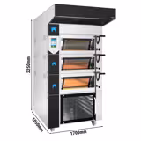 Commercial 3‑Deck Electric Bakery Deck Oven with Steam – Touch Control - Hood & Stand - EN 600×400