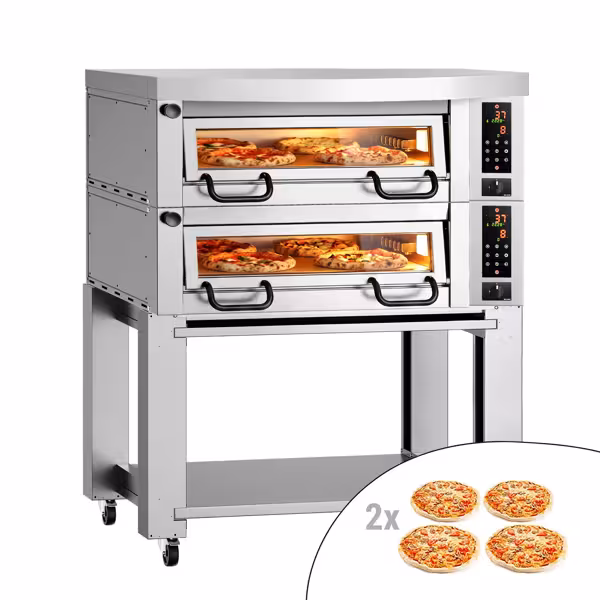 Elektro Pizzaofen Power - 4+4x 34cm - Digital - inkl. Haube, Untergestell & Rollen