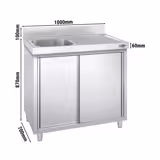 Spülschrank PREMIUM - 1000x700mm - mit 1 Becken links