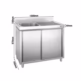 Commercial Sink Cabinet PREMIUM - 1000x700mm - with 1 bowl left-hand