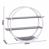 Açık Büfe Teşhir Standı - Edelstahl & Pleksi - Beyaz - dairesel - 600x220x600mm - 3 raf ile