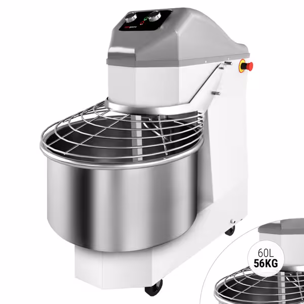 Spiralna miješalica za tijesto - 60 l / 56 kg - 2 brzine - s fiksnom posudom - s mehaničkim timerom - 400 V - za pizzu i kruh